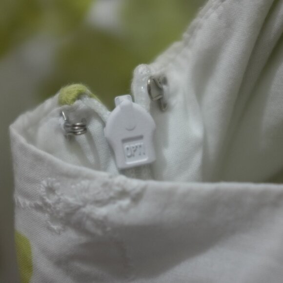 Per Una white Green Floral Sundress Elegant Summer Midi cotton Dress size 12 R - Picture 9 of 13